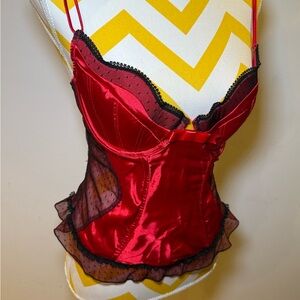 Jezebel Red and Black Lace Bustier